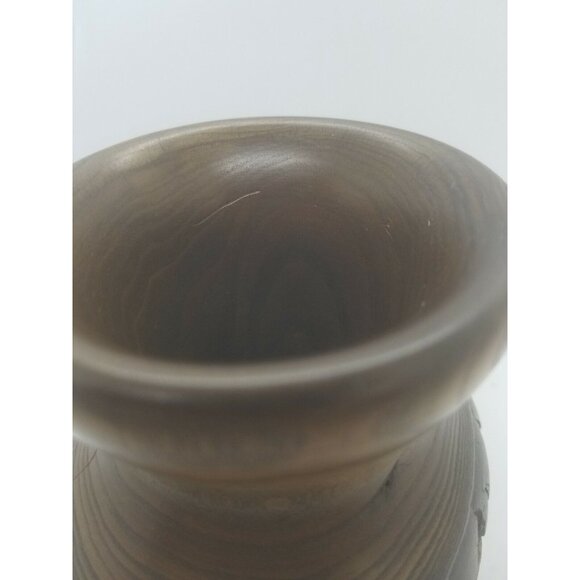 Hand Crafted Lathe Turned Mesquite Wood Vessel with Natural Bark Artist Signed - Picture 9 of 10